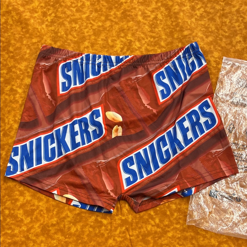 Snickers Branded Logo Boy Shorts Underwear in Brown and Blue